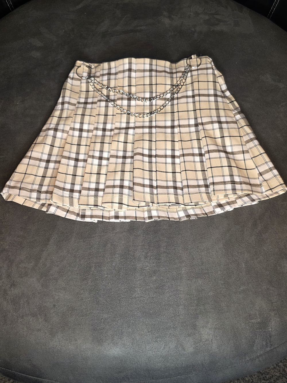 Like An Angel Plaid Pleated Mini Skirt With Chain S